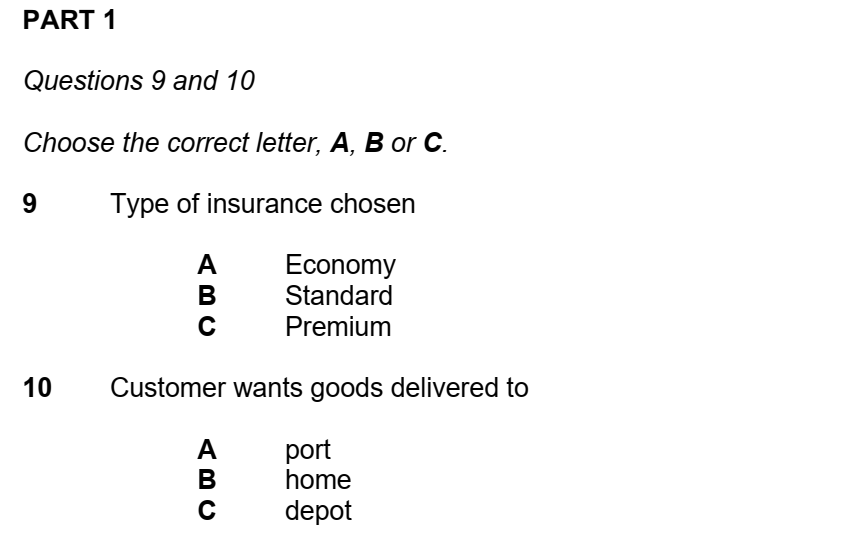 Dạng bài Multiple Choice với một đáp án