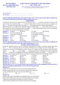 Hướng dẫn làm đề thi tốt nghiệp THPT Tiếng Anh số 15 1