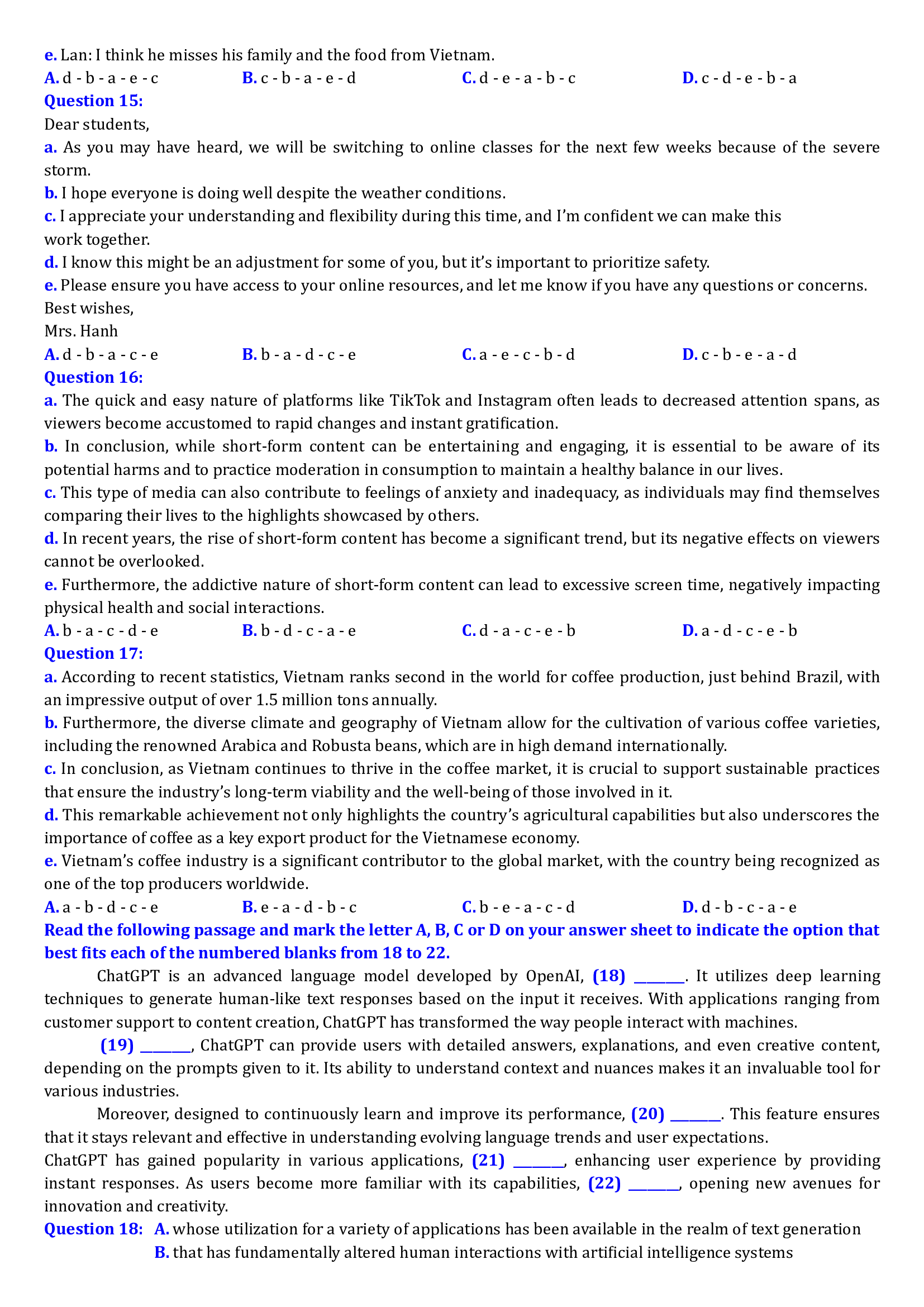 Hướng dẫn làm đề thi tốt nghiệp THPT Tiếng Anh số 15 2