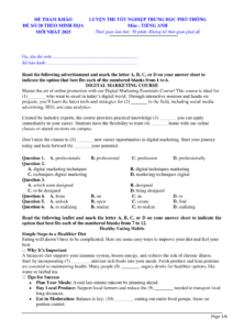 Hướng dẫn làm đề thi tốt nghiệp THPT Tiếng Anh số 20 1
