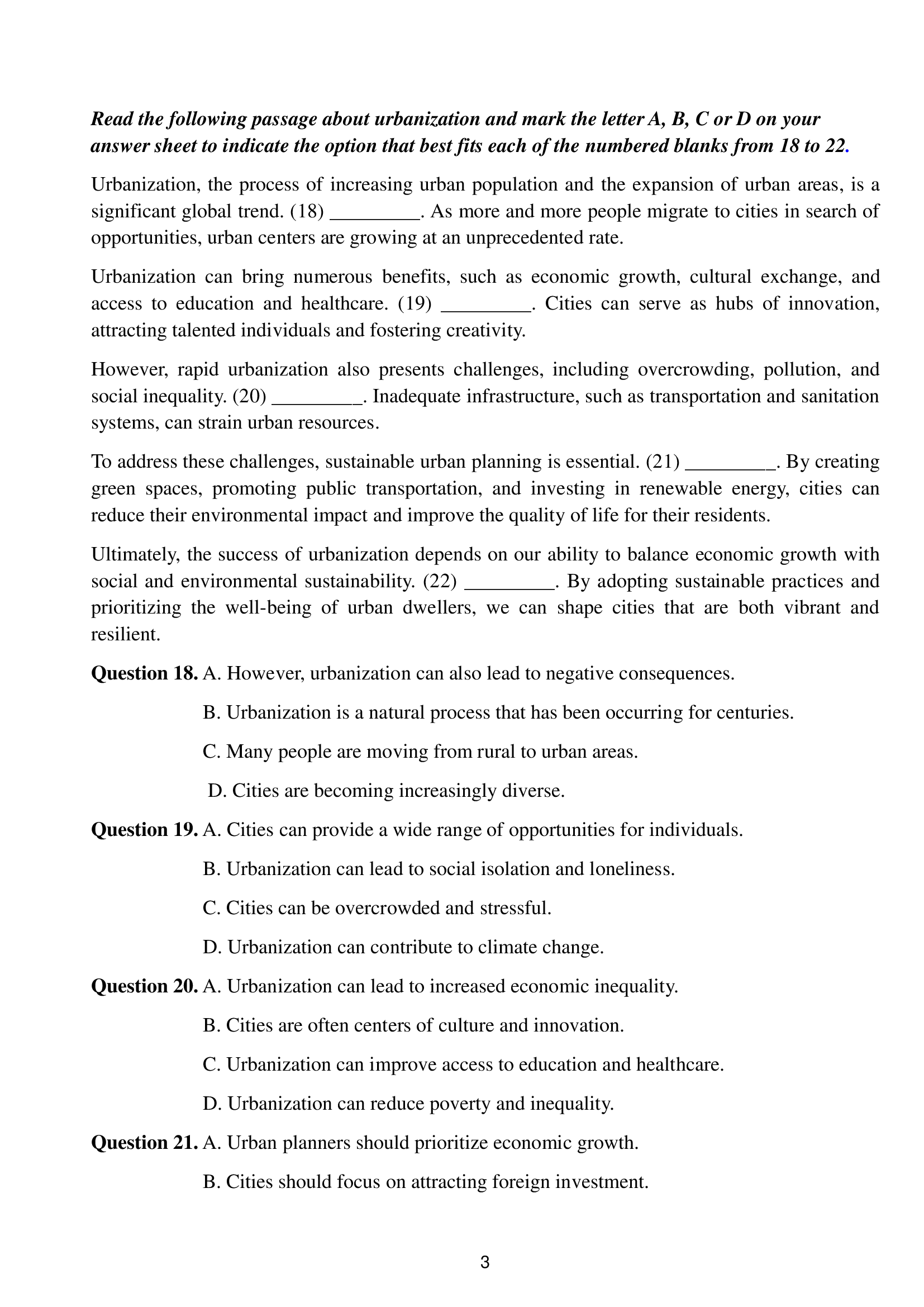 trang 3 đề thi tốt nghiệp THPT Tiếng Anh số 08