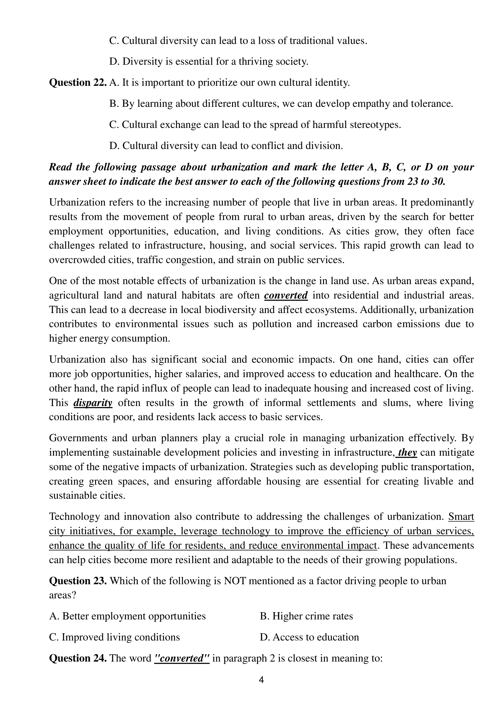 trang 4 đề thi tốt nghiệp THPT Tiếng Anh số 07