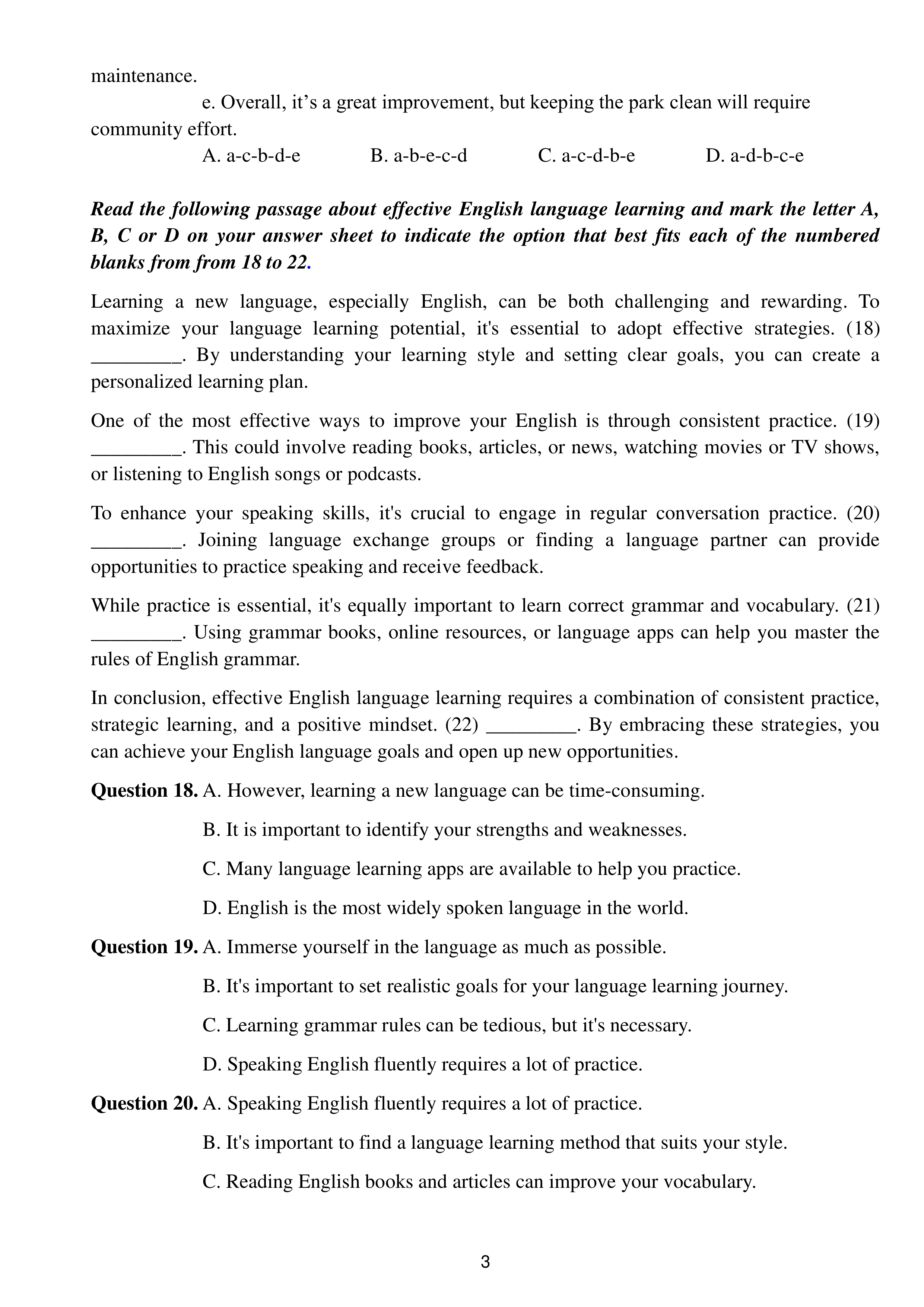 trang 3 đề thi tốt nghiệp THPT Tiếng Anh