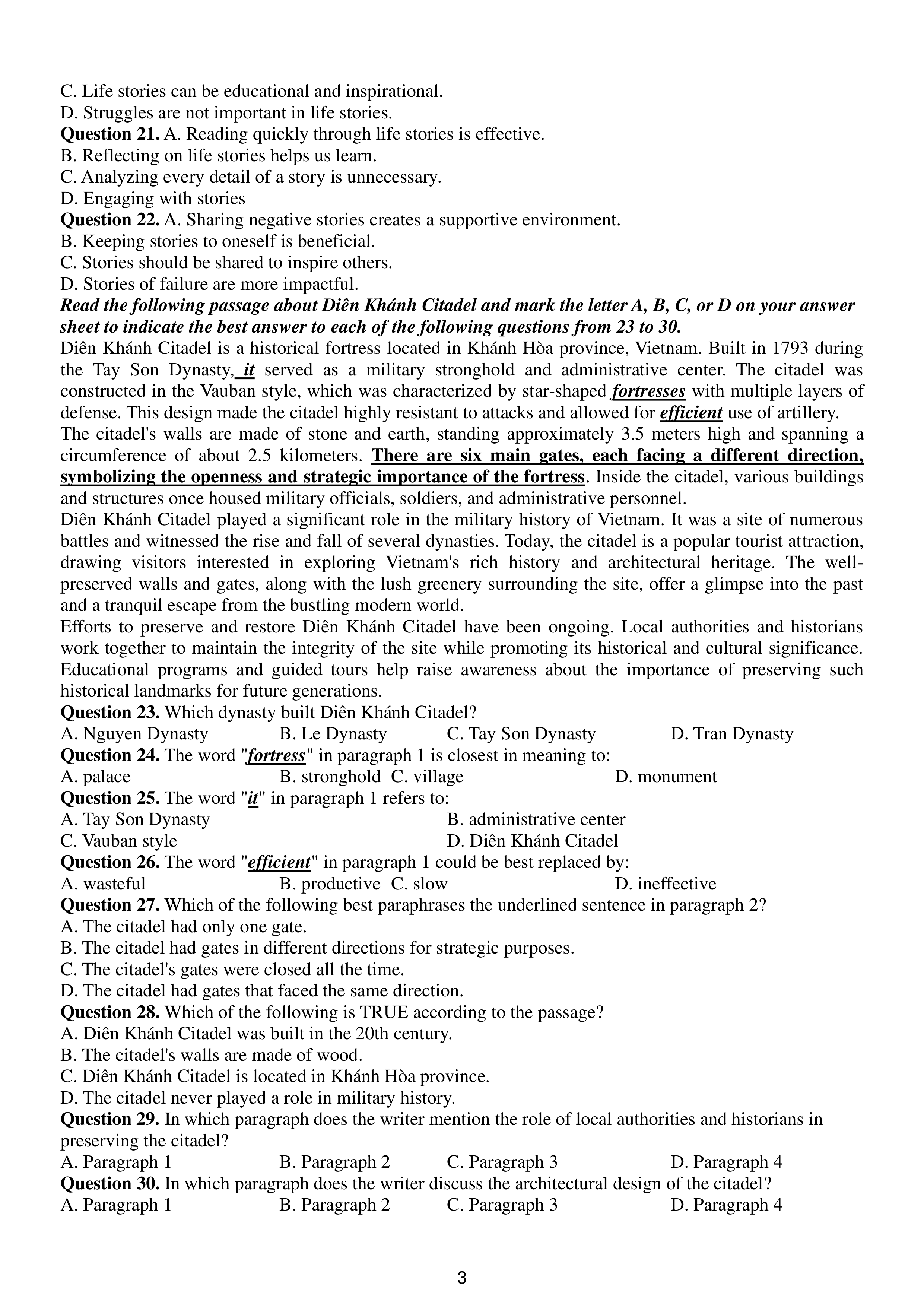trang 3 đề thi tốt nghiệp THPT Tiếng Anh số 05