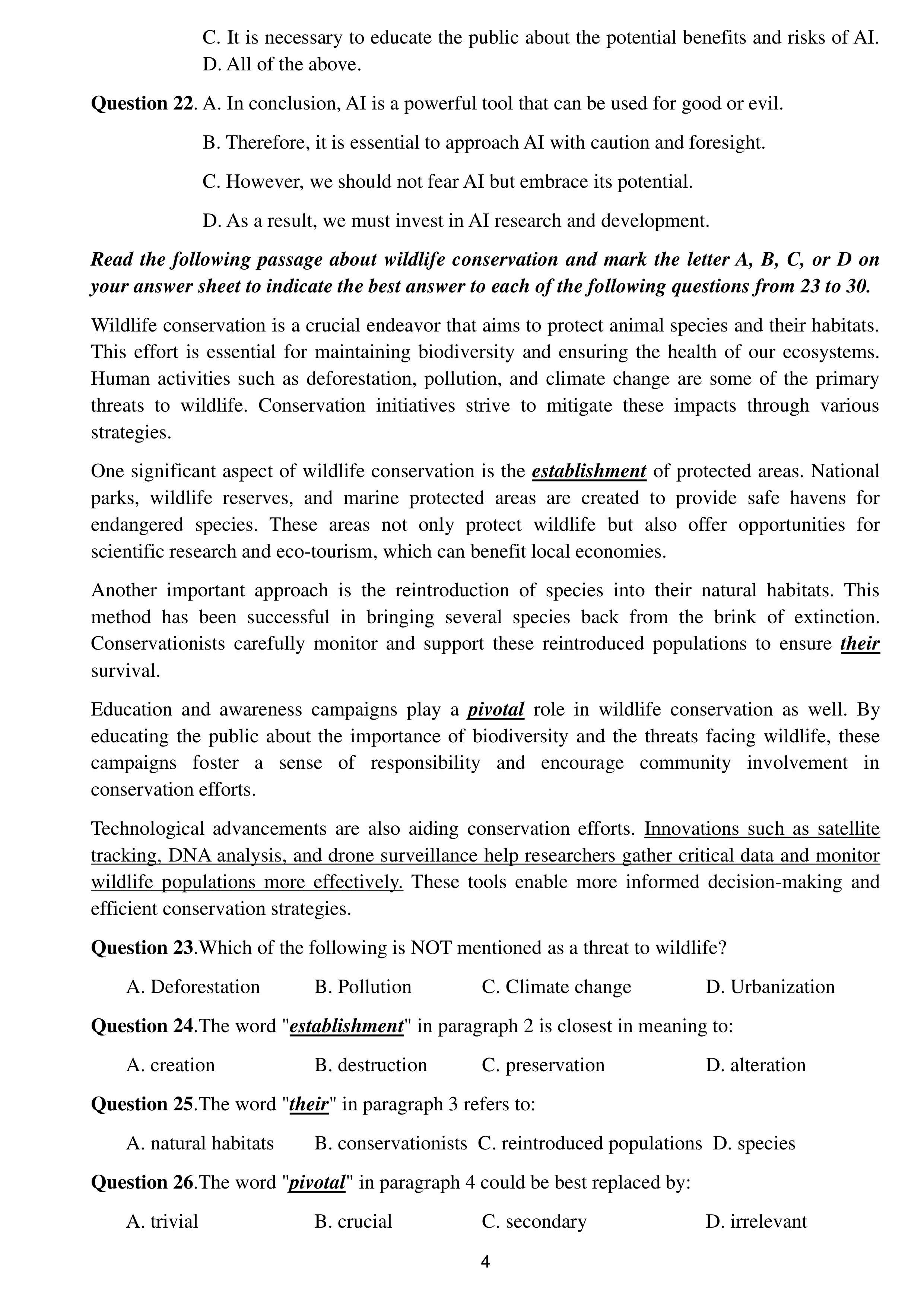 đề thi tốt nghiệp THPT Tiếng Anh số 06 TRANG 4